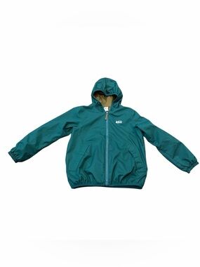 REI Coop Youth Kids Green Full Zip Hooded Lined Windbreaker Size XS 6-7
